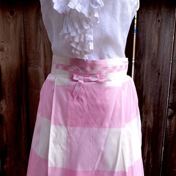 Vintage 1960 Pink Gingham Full Gown Maxi Skirt - Picture 4 of 12
